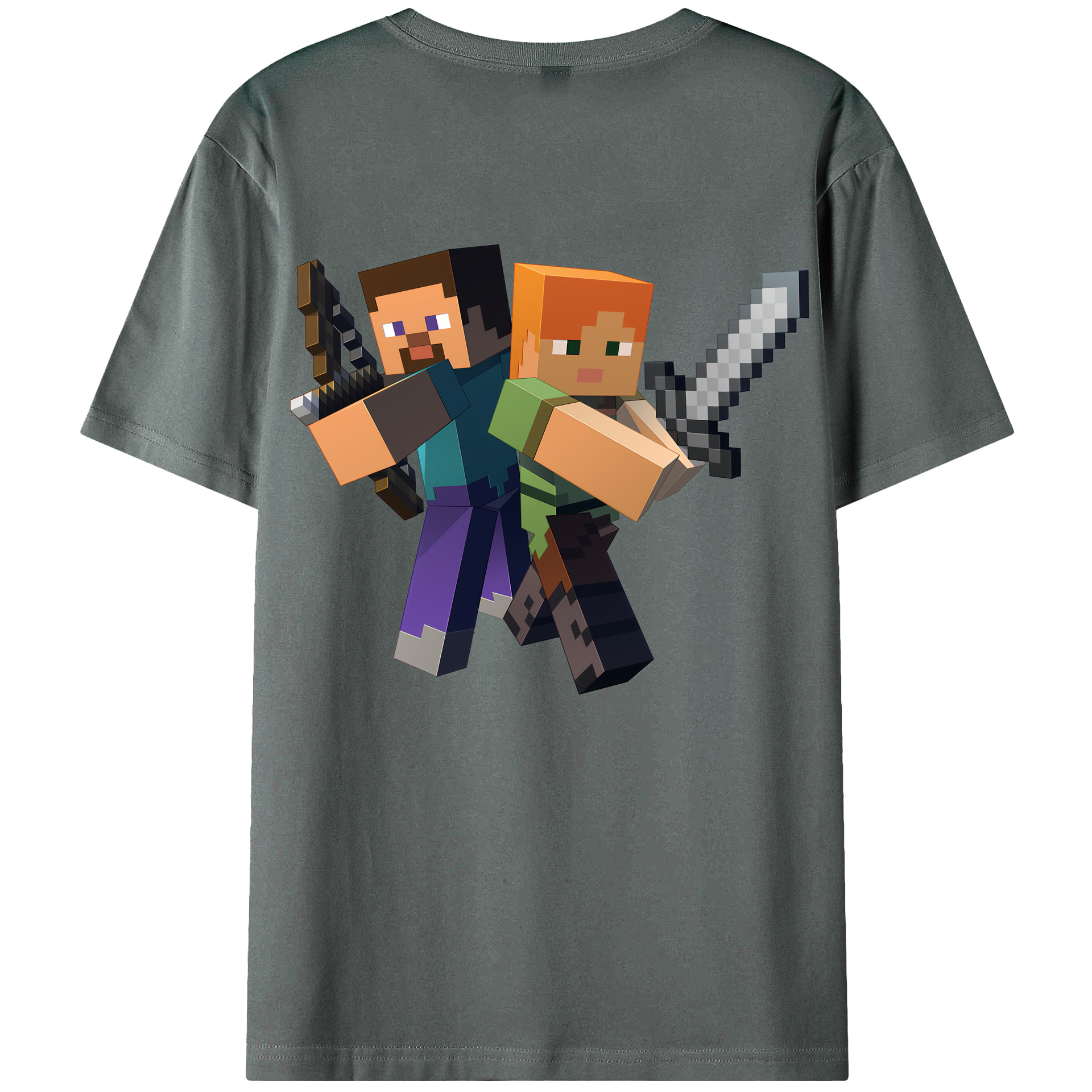 （画像用） マインクラフト ブロックの世界 Minecraft MC Block world 綿100％ メンズ半袖Tシャツ（バックプリント） 通気性